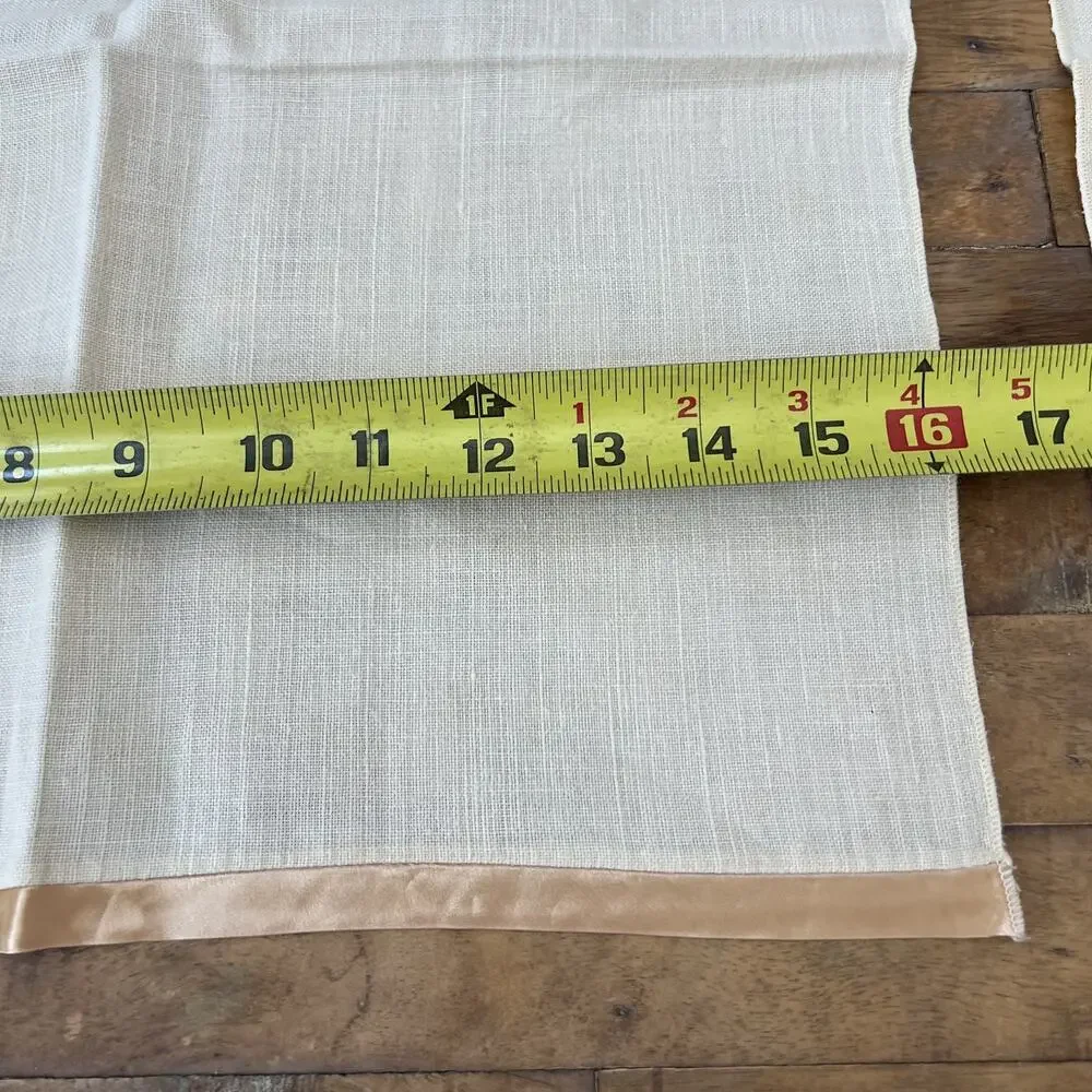 Linen Square Napkins 16 x 17 Set of 3 Cream Color w Satin Trim